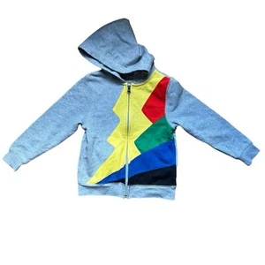 Hanna Andersson Hoodie Sweatshirt Zip Up Boy Kid Size 5 110 Retro Striped Yellow - Picture 1 of 7