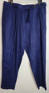 Tommy Bahama Womens Linen Blend Dress Pants Blue Loose Fit 12 Adjustable Waist - Picture 1 of 15