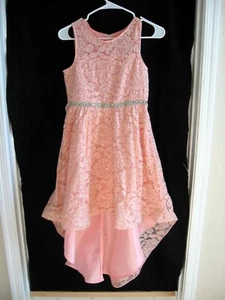 NWOT Girls Pink Lace & Sequin Party Dress w/Train - Size 12/14 - Picture 1 of 3