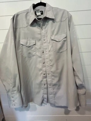 Mens Wrangler Western Pearl Snap Shirt Sz Large Bucking Bull All Silver Edition - Image 1 of 3