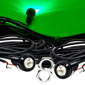 2X 5/8 Inch Black 22mm Bolt Beam Green LED with 20ft. AWG #26 Wire Truck RV UTV - Picture 1 of 10