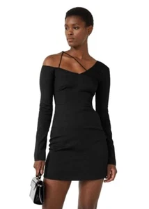 & OTHER STORIES Black Slim Fit & Long Sleeve Mini Dress UK 6 US 2 EU 34 XS BNWT - Picture 1 of 18