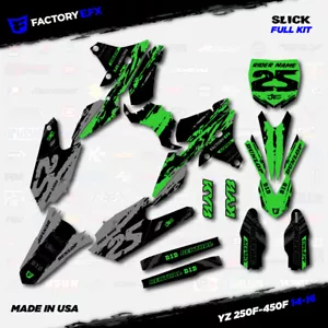 Gray & Green Slick Graphic Kit fits Yamaha YZ250F YZ450F 14-16 YZF 250 450 - Foto 1 di 5