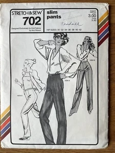 Vtg 1979 Stretch & Sew 709 Ladies Slim Pants Sewing Pattern Sizes 30-42 UNCUT - Picture 1 of 4