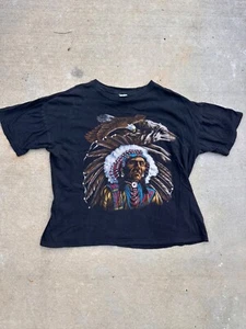 Vintage American Thunder Black faded 90s Indian Wolf Lighting USA L - Picture 1 of 6