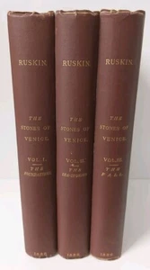 The Stones of Venice John Ruskin 3 Vols Hardcover Smith Elder Art Architecture - Imagen 1 de 15