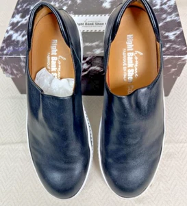 ZAPATO BANCO DERECHO Company Negro Italiano Niño Cuero Cómodo Hombre Sin Cordones 10 - Imagen 1 de 12