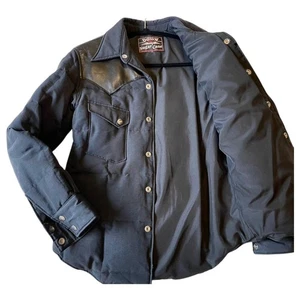 Rare SUGAR CANE Goose Down Jacket Horse Leather Black Dark Navy M Japan F/S - Picture 1 of 9