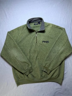 Moletom Ping Golf masculino médio verde lã manga longa pescoço simulado quarto de zíper - Imagem 1 de 4