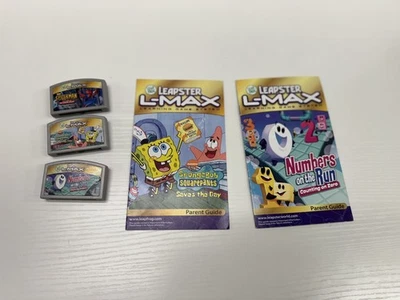 Leapster L-Max Leap Frog Games lot of 3 SpongeBob, Spider-Man  - Image 1 of 2