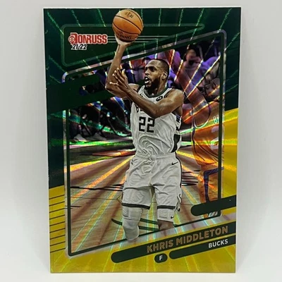 2021-22 Panini Donruss Green and Yellow Laser Prizm Khris Middleton #199 MIL - Image 1 of 2