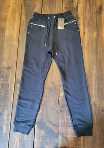 The Kooples Mens Navy Heavy Cotton Moto Joggers NWT Sz Small MSRP $275 Skulls - Picture 1 of 14
