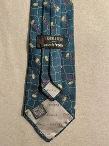 Ferrell Reed Silk Necktie Geometric Green Hand Made in America - Picture 1 of 3