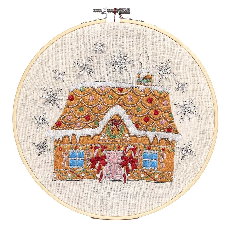 Gingerbread House Hoop Stamped Embroidery Kit - Image 1 of 1