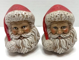 Hand Painted Ceramic Santa Claus Head Figure--4" Tall--Set of 2--Pre Owned - Picture 1 of 6