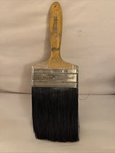Vtg Large Paint Brush 4” Wooden Handle Steampunk Farmhouse - Picture 1 of 4
