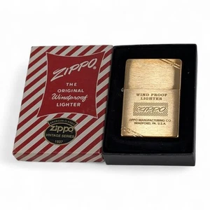 ZIPPO 1999 VINTAGE SERIES 1937 REPLICA BRASS LIGHTER UNFIRED IN BOX RARE DESIGN - Picture 1 of 5
