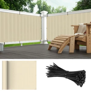 2,5 Fuß Beige Balkon Sichtschutz Zaun Sichtschutz Anti-UV Schatten Abdeckung für Terrassengeländer - Bild 1 von 12