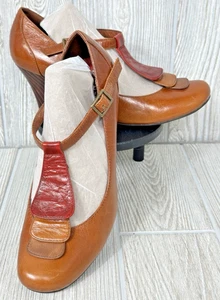 Jeffrey Campbell Ibiza Last Chestnut Brown Leather T Strap Mary Jane Pump Sz 7.5 - Picture 1 of 22