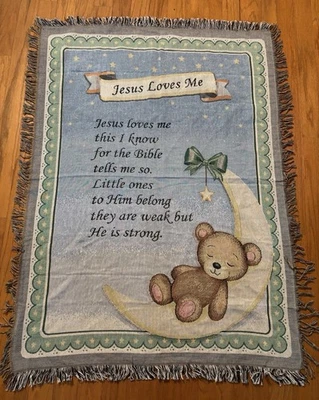 Manta de bebé Jesus Loves Me tapiz Foto 1 de 4