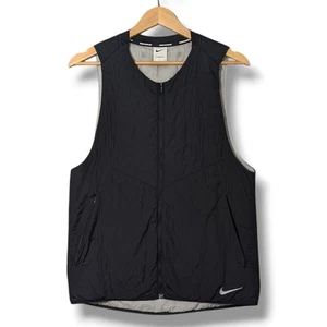 Nike Therma-fit Gilet Mens Small Black Padded Running Body Warmer Vest Full Zip - Picture 1 of 16