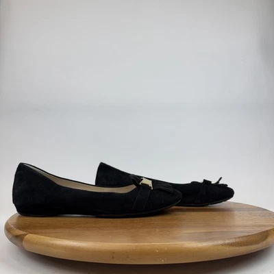 New Womens Cole Haan Margarite Kiltie Fringe Black Suede Ballet Flats Size 11 B - Image 1 of 4