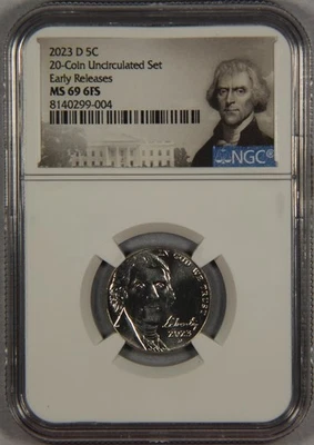 2023-D Jefferson Nickel 20 Coin Unc Set NGC MS69 FS Early Releases 6 Full Steps - Image 1 of 3