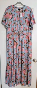 Torrid Maxi Dress Women's Plus 3X Kai Floral Challis Pintuck Tiered Ruffle NWT - Picture 1 of 11