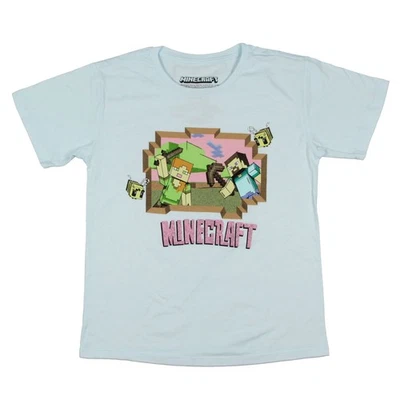 Minecraft Boy's Bee Mob Alex and Steve Kids Short Sleeve T-Shirt (Boys X-Small) - Image 1 of 3