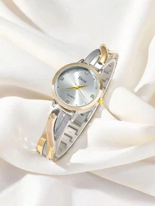 Damen Quarzuhr Edelstahl Bicolor Armband Diamant Zifferblatt Business Geschenk - Bild 1 von 21