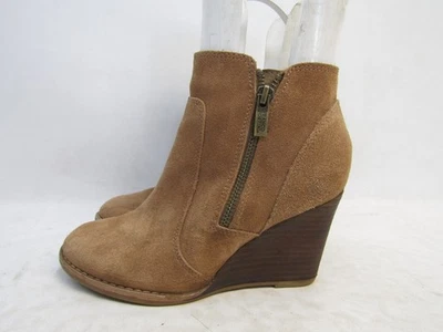 Franco Fortini Mujer Talla 6.5 M Marrón Gamuza Cremallera Cuña Tobillo Moda Botas Foto 1 de 4