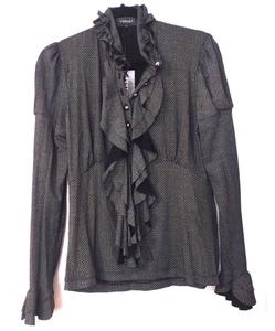 Blusa Vertigo Paris s.L Volantes Ajustada Elastizada Manga Larga Victoriano Gótico Hada - Imagen 1 de 12