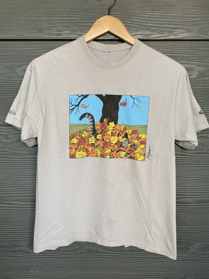 Vintage Crazy Shirt Hawaii Shirt Mens Large B Kliban Sumo Cat Fall Leaves Autumn - Image 1 of 4