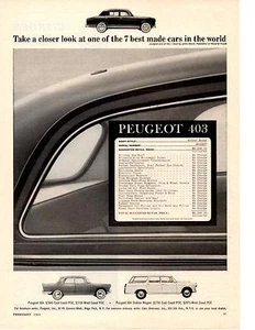 1964 PEUGEOT 403, 404, 404 STATION WAGON ~ CLASSIC ORIGINAL PRINT AD - Imagen 1 de 1