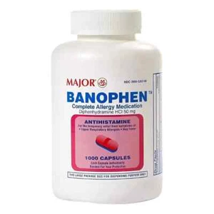 Major Banophen Diphenhydramine 50mg Capsule 1000ct - Picture 1 of 1