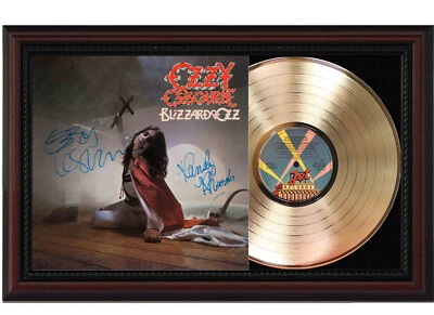 Ozzy Blizzard Of Ozz Framed Cherry wood Reproduction Signature LP Record Display - Image 1 of 4