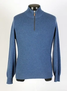 Brunello Cucinelli 100% Cashmere 1/2 Zip Sweater - Blue - S - $1350 Retail - Picture 1 of 18