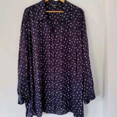 Top túnica ULLA POPKEN 28/30 azul marino con botones manga 3/4 cuello en V ¡suave!! Foto 1 de 4