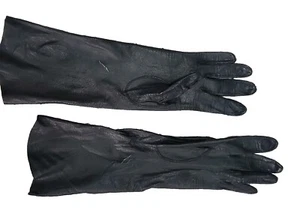 Costume vestito donna vintage pelle morbida guanti 6 1/2 NERO manica media - Foto 1 di 6