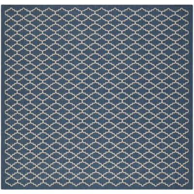 SAFAVIEH Indoor Outdoor CY6919-268 Courtyard Navy / Beige Rug - Image 1 of 4