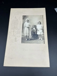Fotografía Antigua 1914 Niñas Primera Comunión Religioso Velo Flores Iglesia - Imagen 1 de 7