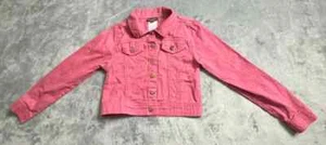 Vince Camuto Jacket Girls Size 8 Pink Denim Button Up Flap Pockets Long Sleeve - Picture 1 of 9
