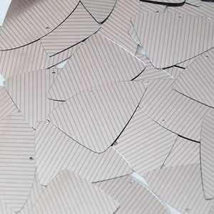 Sequin Fishscale 1.5" Pink Silver Pinstripe Metallic Couture Paillettes - Picture 1 of 2