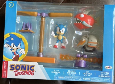 Игровой набор Sonic The Hedgehog Diorama 2,5 дюйма 2022 новый с риноботом и вертолетом - Изображение 1 из 3