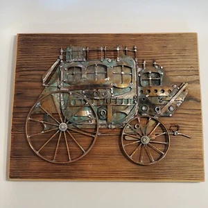 George McCann MCM Brutalist Art Wall Sculpture Copper Brass STAGECOACH Signed - Picture 1 of 16