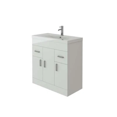 Bathroom Vanity Unit & Basin Sink Storage Cabinet Cupboard Furniture White 800mm