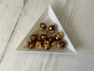 15mm fancy glass crystal BRONZE brown dress coat button sew on jewel rhinestone - Picture 1 of 2