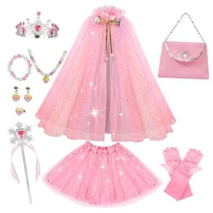 Princess Dress up Clothes for Little Girl, 11Pcs Princess Cape with Pink - Picture 1 of 7