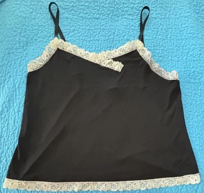 Lane Bryant Women's Black Camisole Cami Tank Lace Trim Neck & Bottom Size 14/16 - Image 1 of 4
