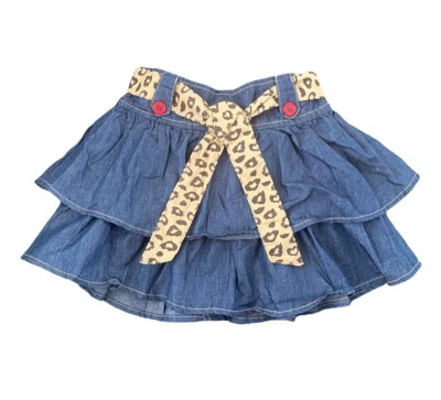 Parche de calabaza niños niñas talla 3 falda con volantes suaves denim corbata de leopardo *T8 Foto 1 de 4